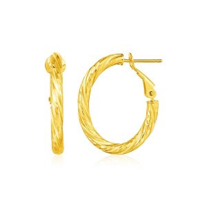 Unbranded 99798 14k Yellow Gold Petite Twisted Oval Hoop Earrings