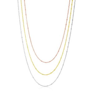 Unbranded 08866-36 Sterling Silver Three Toned Three Strand Fine Chain