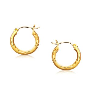 Unbranded 90284 14k Yellow Gold Fancy Diamond Cut Hoop Earrings (58 In