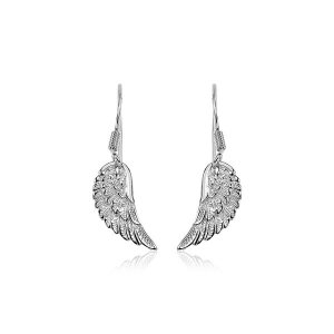 Unbranded 16229 Sterling Silver Textured Angel Wing Earrings