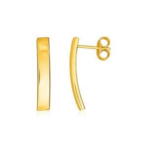 Unbranded 58895 14k Yellow Gold Curved Bar Earrings