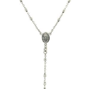 Unbranded 66858-26 Fine Rosary Chain And Bead Necklace In Sterling Sil