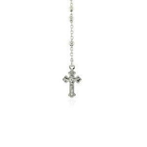 Unbranded 66858-26 Fine Rosary Chain And Bead Necklace In Sterling Sil