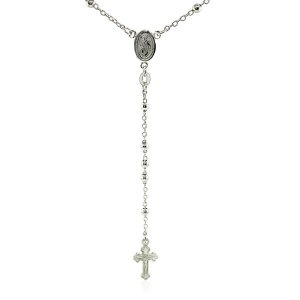 Unbranded 66858-26 Fine Rosary Chain And Bead Necklace In Sterling Sil