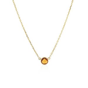 Unbranded 22277-17 14k Yellow Gold 17 Inch Necklace With Round Citrine