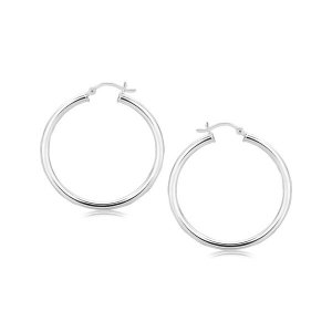 Unbranded 21256 Sterling Silver Rhodium Plated Polished Motif Hoop Ear