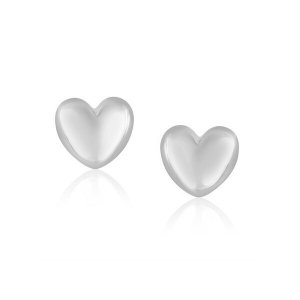 Unbranded 94626 14k White Gold Puffed Heart Shape Shiny Earrings