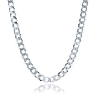 Unbranded 64887-20 Rhodium Plated 7.9mm Sterling Silver Curb Style Cha