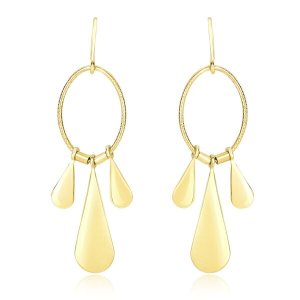 Unbranded 60444 14k Yellow Gold Graduated Teardrop And Open Oval Drop 