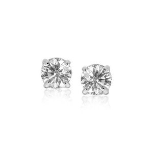 Unbranded 02406 14k White Gold Stud Earrings With White Hue Faceted Cu