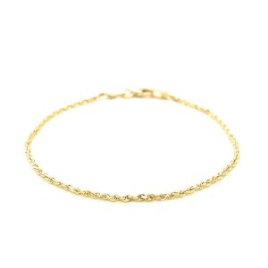 Unbranded 35670-7 10k Yellow Gold Solid Diamond Cut Rope Bracelet 1.5m