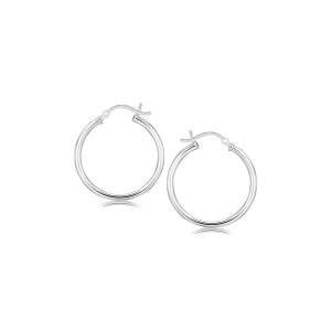 Unbranded 10063 Sterling Silver Rhodium Plated Thin And Polished Hoop 