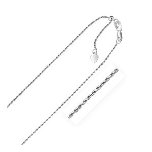 Unbranded 70764-22 14k White Gold Adjustable Rope Chain 1.0mm Size: 22