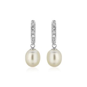 Unbranded 79684 Sterling Silver Earrings With Freshwater Pearls And Cu