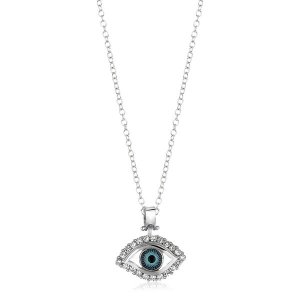 Unbranded 67651-18 Sterling Silver Evil Eye Pendant With Cubic Zirconi