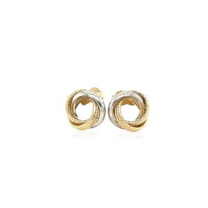 Unbranded 76096 14k Two-tone Gold Multi-textured Open Circle Style Ent