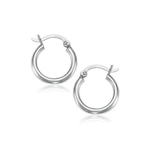 Unbranded 27044 10k White Gold Polished Hoop Earrings (15 Mm)