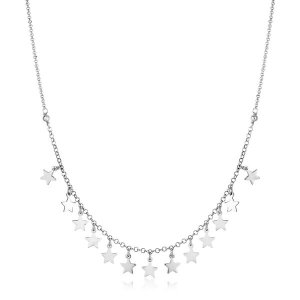 Unbranded 69730-18 Sterling Silver Necklace With Polished Stars Size: 