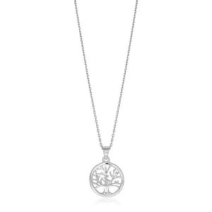 Unbranded 57506-18 Sterling Silver Inch Round Tree Of Life Necklace Si