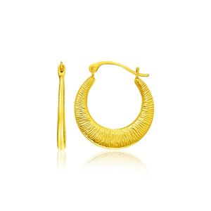 Unbranded 46812 14k Yellow Gold Graduated Round Textured Hoop Earrings