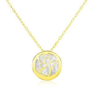 Unbranded 95722-16 14k Yellow Gold Necklace With Angel Symbol In Mothe