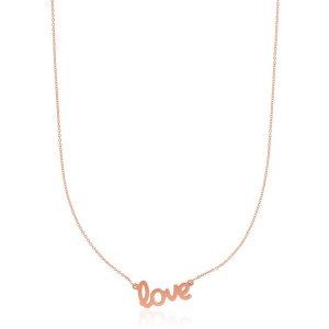 Unbranded 03569-18 14k Rose Gold Script Love Necklace Size: 18''