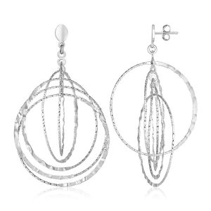 Unbranded 31653 Sterling Silver Textured Circle Dangle Earrings