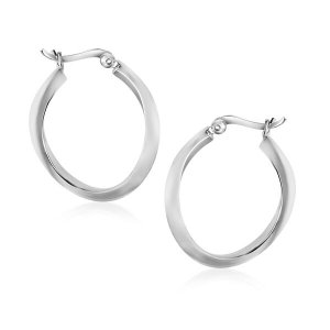 Unbranded 65099 Sterling Silver Twist Design Oval Shape Hoop Earrings