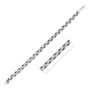 Unbranded 55548-7.25 Sterling Silver 7 14 Inch Bracelet With Black And