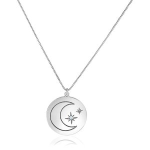 Unbranded 46846-18 Sterling Silver 18 Inch Necklace With Engraved Moon