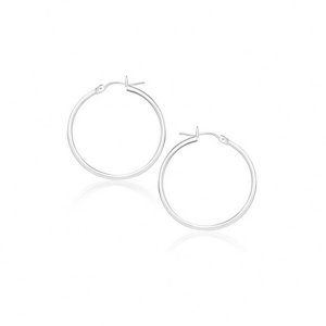 Unbranded 99536 14k White Gold Polished Hoop Earrings (20 Mm)