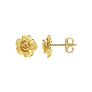 Unbranded 34449 14k Yellow Gold Post Earrings With Roses