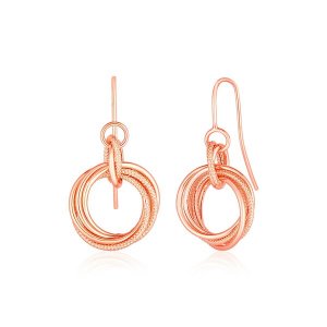 Unbranded 58304 14k Rose Gold Earrings With Interlocking Circle Dangle