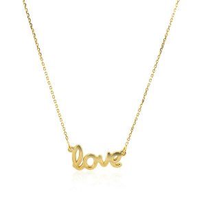 Unbranded 06534-18 14k Yellow Gold Script Love Necklace Size: 18''