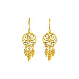 Unbranded 83364 Dream Catcher Earrings In 14k Yellow Gold