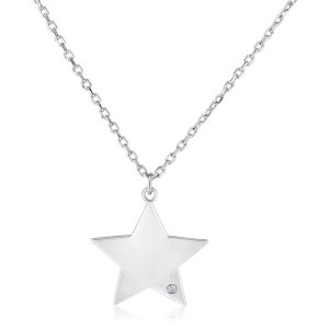 Unbranded 66990-18 Sterling Silver 18 Inch Necklace With Star Pendant 