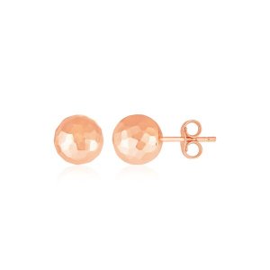 Unbranded 90645 14k Rose Gold Ball Earrings With Faceted Texture