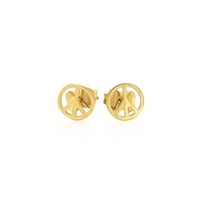 Unbranded 44800 14k Yellow Gold Post Earrings With Peace Signs