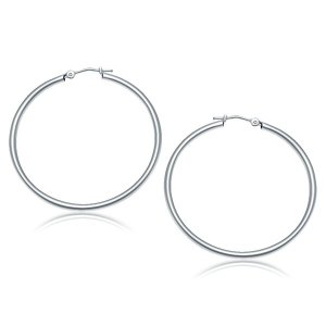 Unbranded 56750 14k White Gold Polished Hoop Earrings (40 Mm)