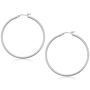 Unbranded 34576 10k White Gold Polished Hoop Earrings (50 Mm)