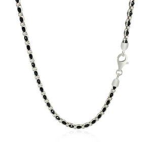 Unbranded 78955-18 Sterling Silver 18 Inch Necklace With Black Cubic Z