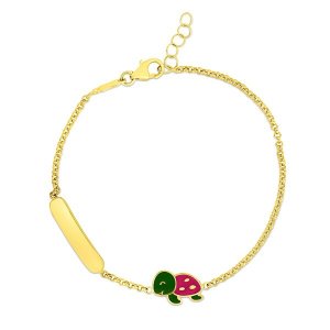 Unbranded 79080-6 14k Yellow Gold Childrens Bracelet With Bar And Enam