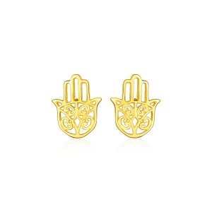 Unbranded 77406 14k Yellow Gold Polished Hand Of Hamsa Post Earrings