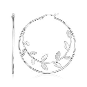 Unbranded 58000 Sterling Silver Hoop Earrings With Textured Vines