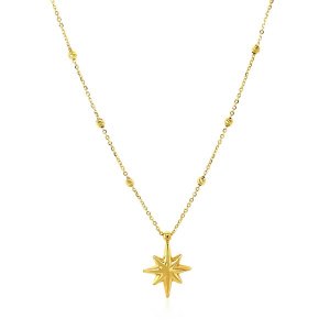 Unbranded 56582-18 14k Yellow Gold Necklace With Eight Pointed Star An