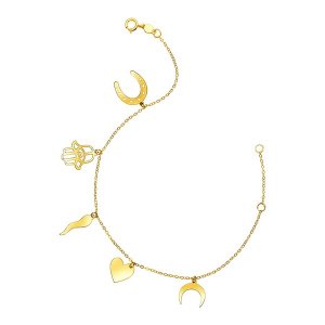 Unbranded 98249-7 14k Yellow Gold 7 Inch Bracelet With Polished Charms