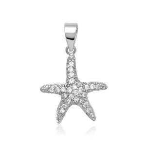 Unbranded 60483 Sterling Silver Petite Starfish Pendant With Cubic Zir