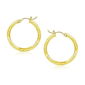 Unbranded 61366 10k Yellow Gold Diamond Cut Hoop Earrings (20mm)