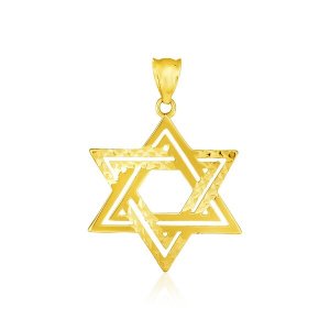 Unbranded 13294 14k Yellow Gold Textured Star Of David Pendant