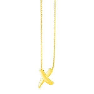 Unbranded 44468-17 14k Yellow Gold Polished X Necklace Size: 17''